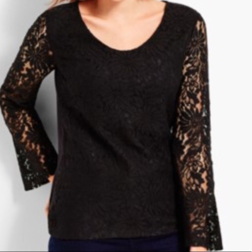 Talbots Flounce-Sleeve Lace Top